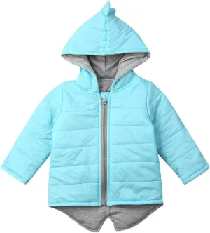 Kids Baby Boys Girls Dinosaur Hoodie Jacket Zipper Up Cotton Padded Hooded Coat Outwear