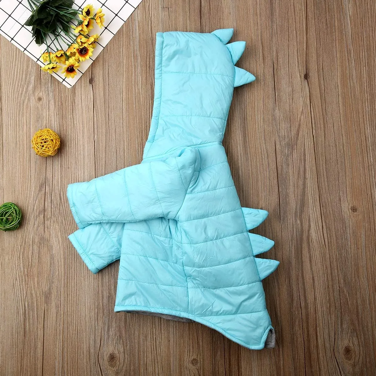 Kids Baby Boys Girls Dinosaur Hoodie Jacket Zipper Up Cotton Padded Hooded Coat Outwear