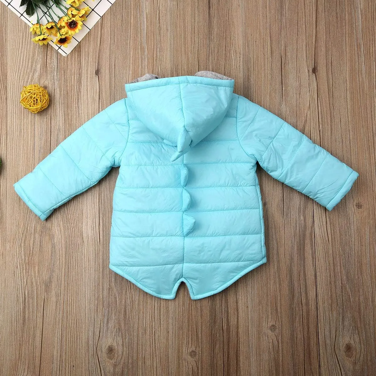 Kids Baby Boys Girls Dinosaur Hoodie Jacket Zipper Up Cotton Padded Hooded Coat Outwear