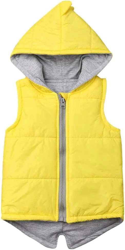 Kids Baby Boys Girls Dinosaur Hoodie Jacket Zipper Up Cotton Padded Hooded Coat Outwear