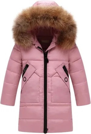 Kids Girls Winter Down Coat Mid Long Overcoat Lightweight Down Jacket Thickened Windbreaker with Hood s