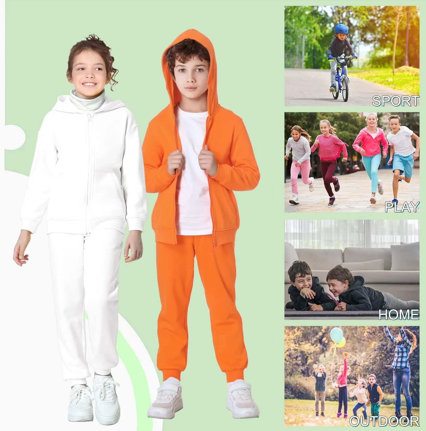 Kids Sweatshirt Classic Lounging Fleece Full-Zip Hoodie for Boys and Girls (3-12Years)