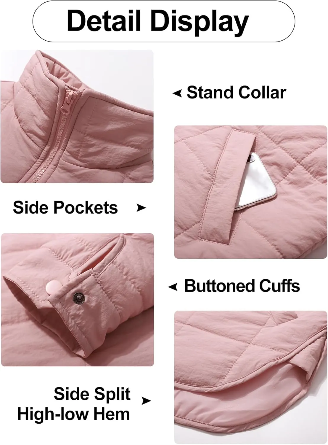 Kissonic Women's Lightweight Puffer Jackets Long Sleeve Packable Down Coat Short Outwear