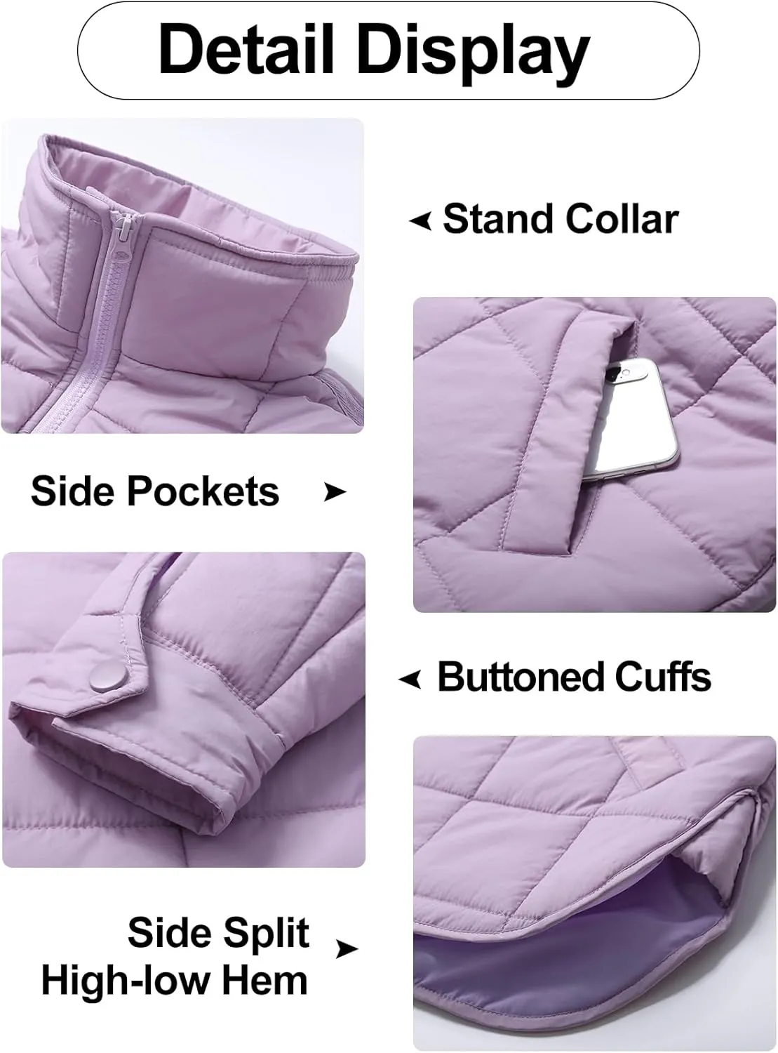 Kissonic Women's Lightweight Puffer Jackets Long Sleeve Packable Down Coat Short Outwear
