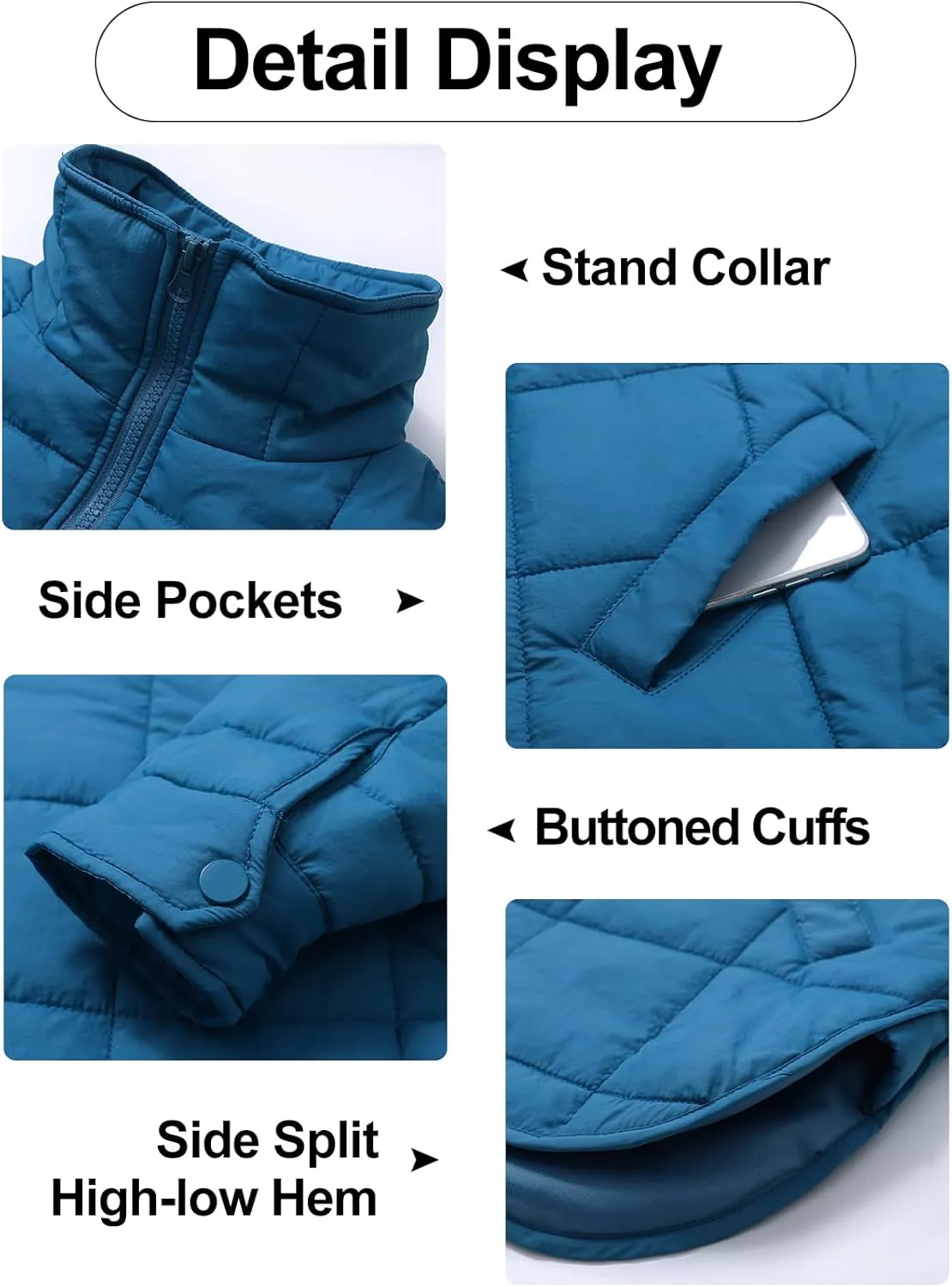 Kissonic Women's Lightweight Puffer Jackets Long Sleeve Packable Down Coat Short Outwear