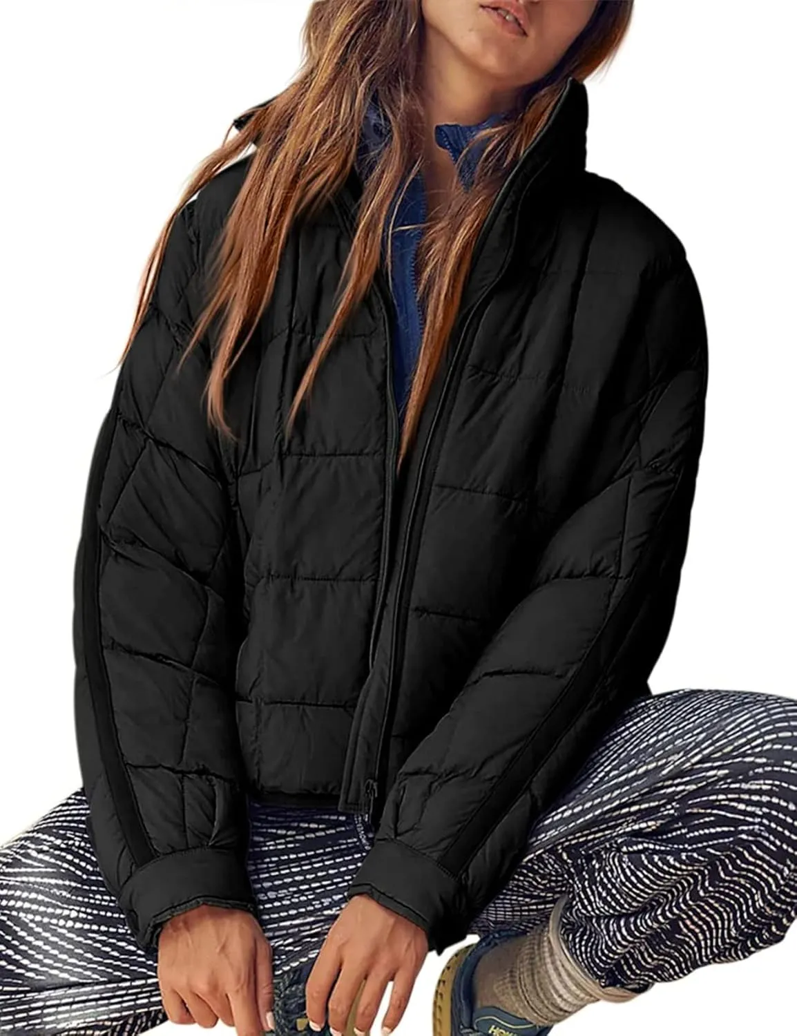 Kissonic Women's Lightweight Puffer Jackets Long Sleeve Packable Down Coat Short Outwear