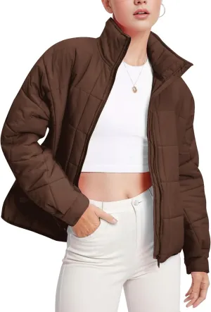 Kissonic Women's Lightweight Puffer Jackets Long Sleeve Packable Down Coat Short Outwear