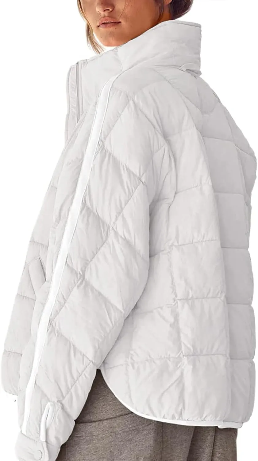 Kissonic Women's Lightweight Puffer Jackets Long Sleeve Packable Down Coat Short Outwear