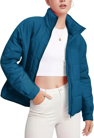Kissonic Women's Lightweight Puffer Jackets Long Sleeve Packable Down Coat Short Outwear