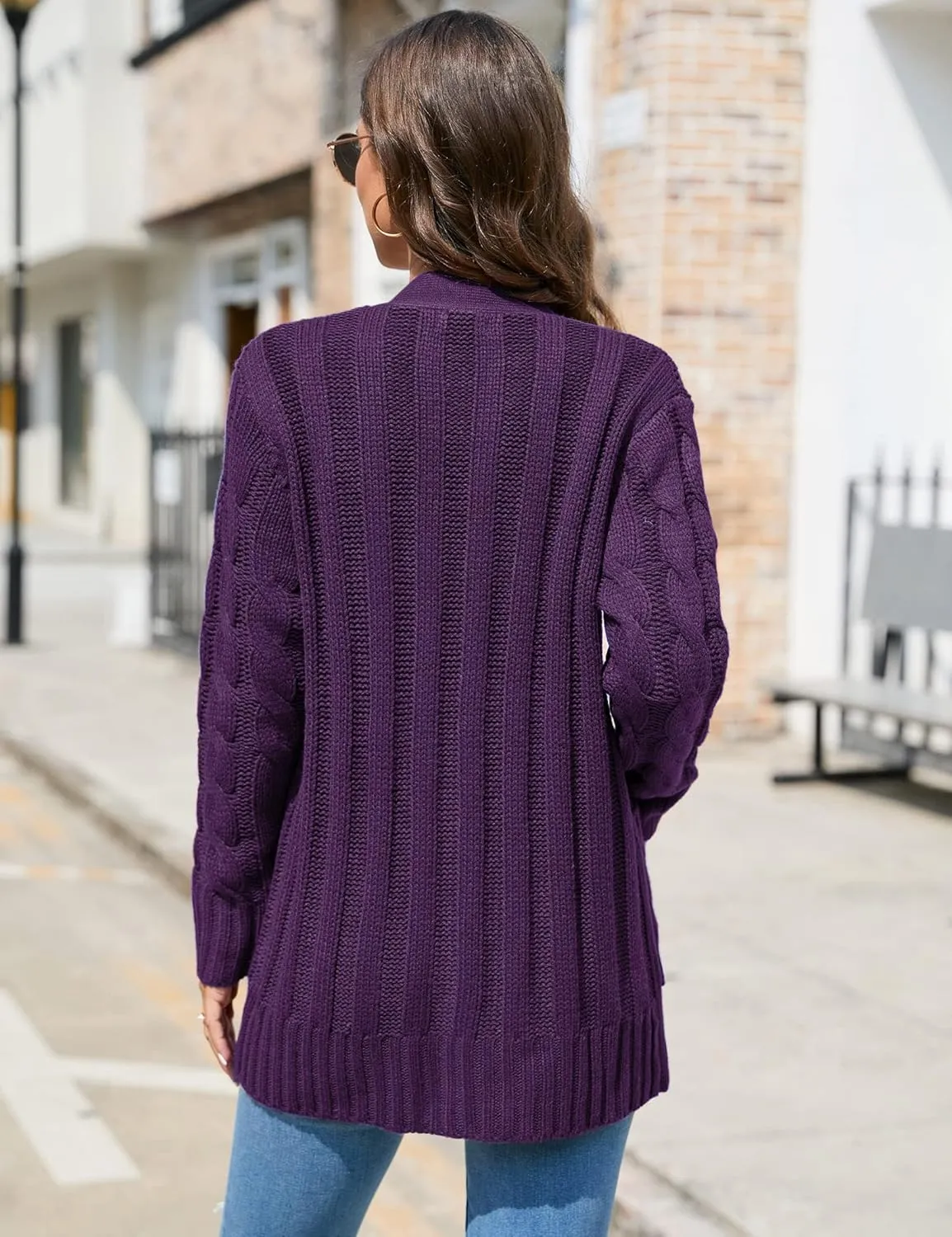 KOJOOIN Women's Casual Button Down Cardigan Sweaters Chunky Long Sleeve Cable Knit Outerwear Coat with Pocket
