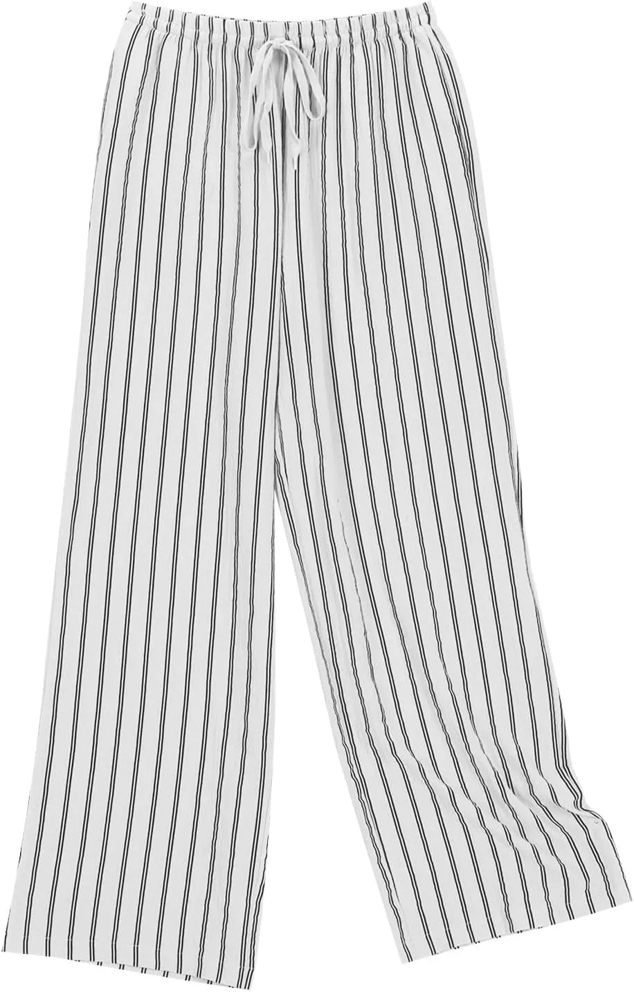 Lastesso Summer Pants for Women High Waisted Drawstring Vertical Stripe Slacks Casual Summer Paj Loungewear with Pockets