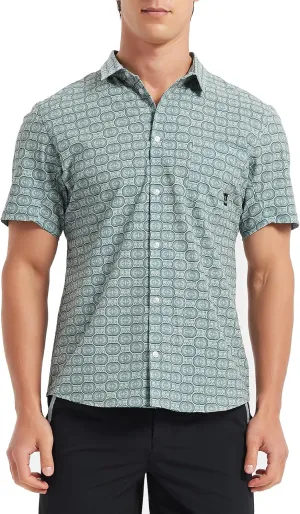 Lesmart Mens Golf Shirts Casual Short Sleeve Quick-Dry Print Light Weight Shirts for Men