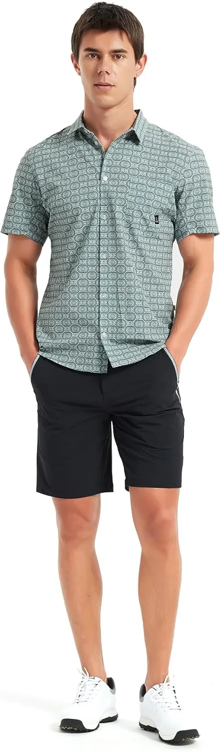 Lesmart Mens Golf Shirts Casual Short Sleeve Quick-Dry Print Light Weight Shirts for Men