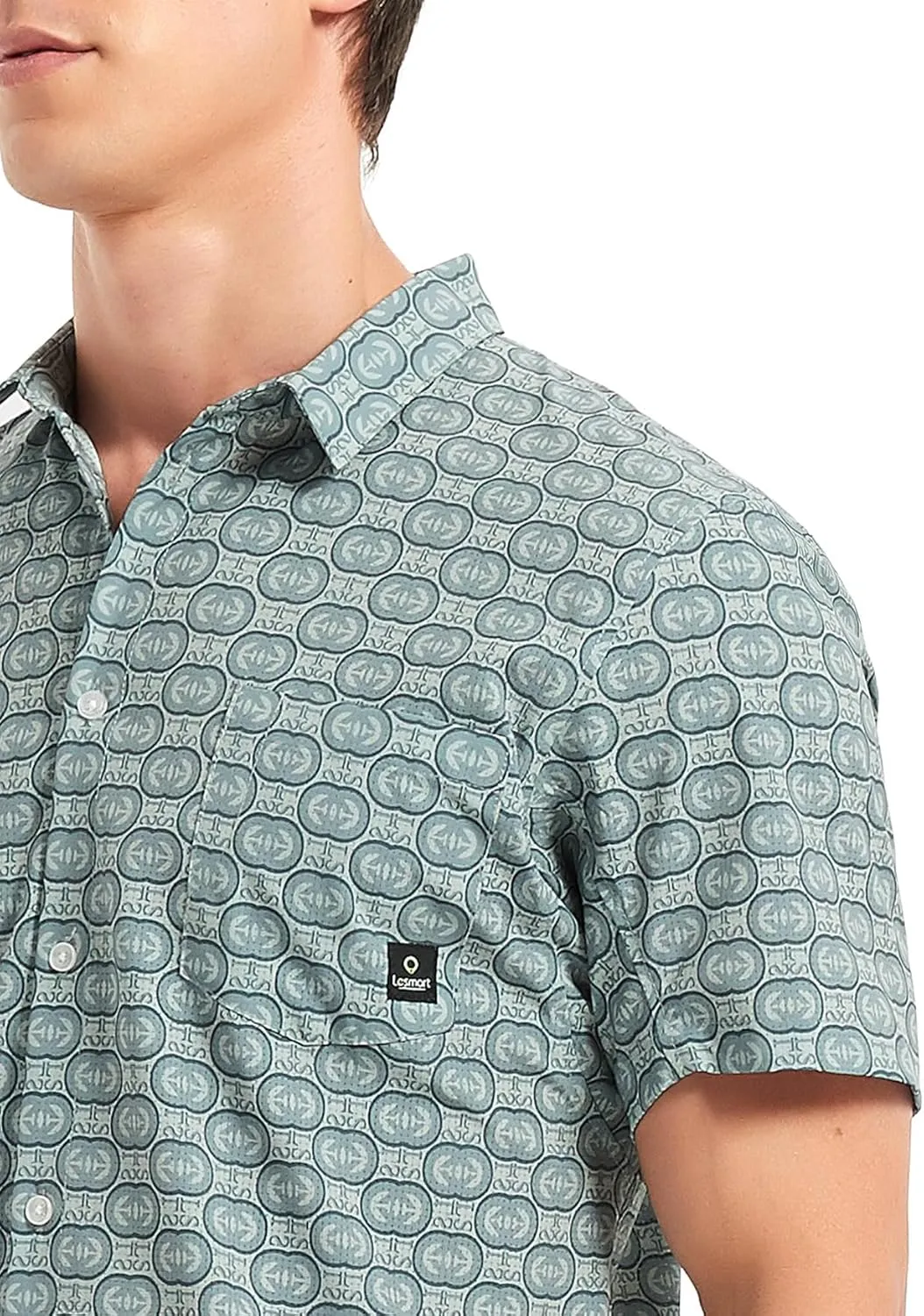 Lesmart Mens Golf Shirts Casual Short Sleeve Quick-Dry Print Light Weight Shirts for Men