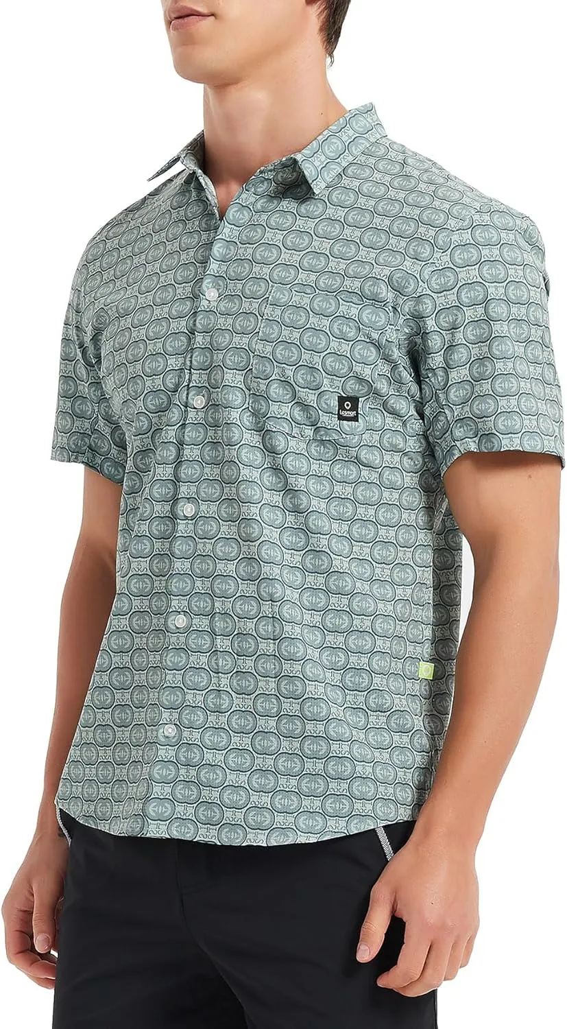 Lesmart Mens Golf Shirts Casual Short Sleeve Quick-Dry Print Light Weight Shirts for Men