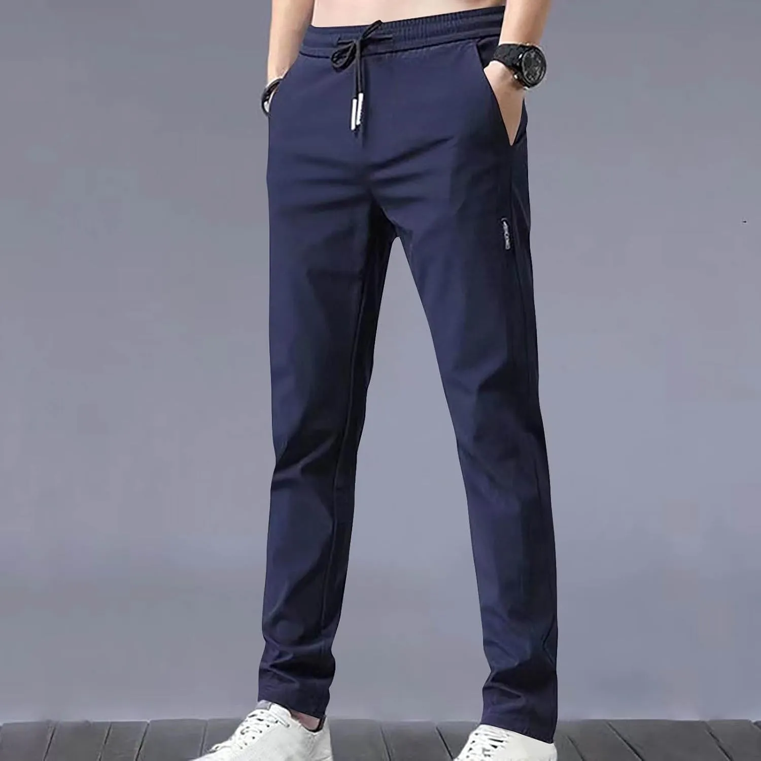 Lightweight Pants Men,Mens Outdoor Hiking Pants Casual Comfy Workout Trousers with Drawstring Mens Baggy Cargo Pants