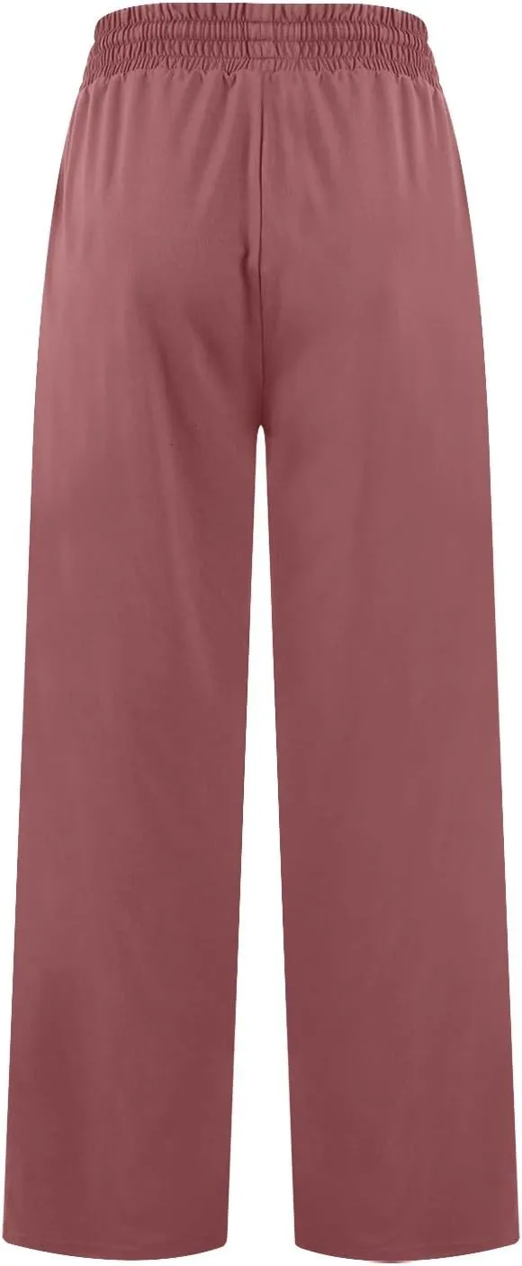 Linen Cotton Cargo Pants Straight Leg Summer Lounge High Waisted, Womens Pants Trendy Trousers Business Casual