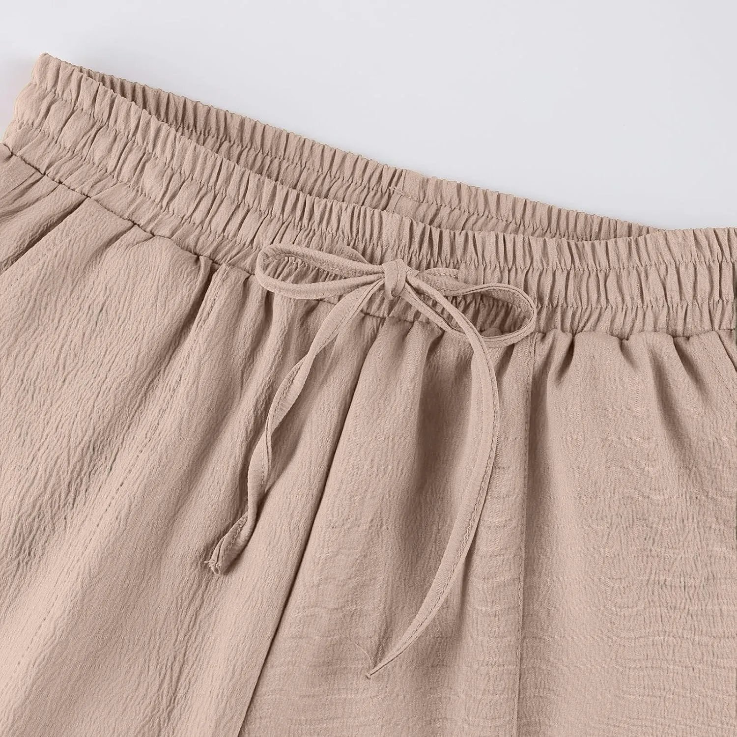 Linen Harem Pants Women Casual Summer High Waisted Beach Pants Baggy Lightweight Cropped Pant with Pockets