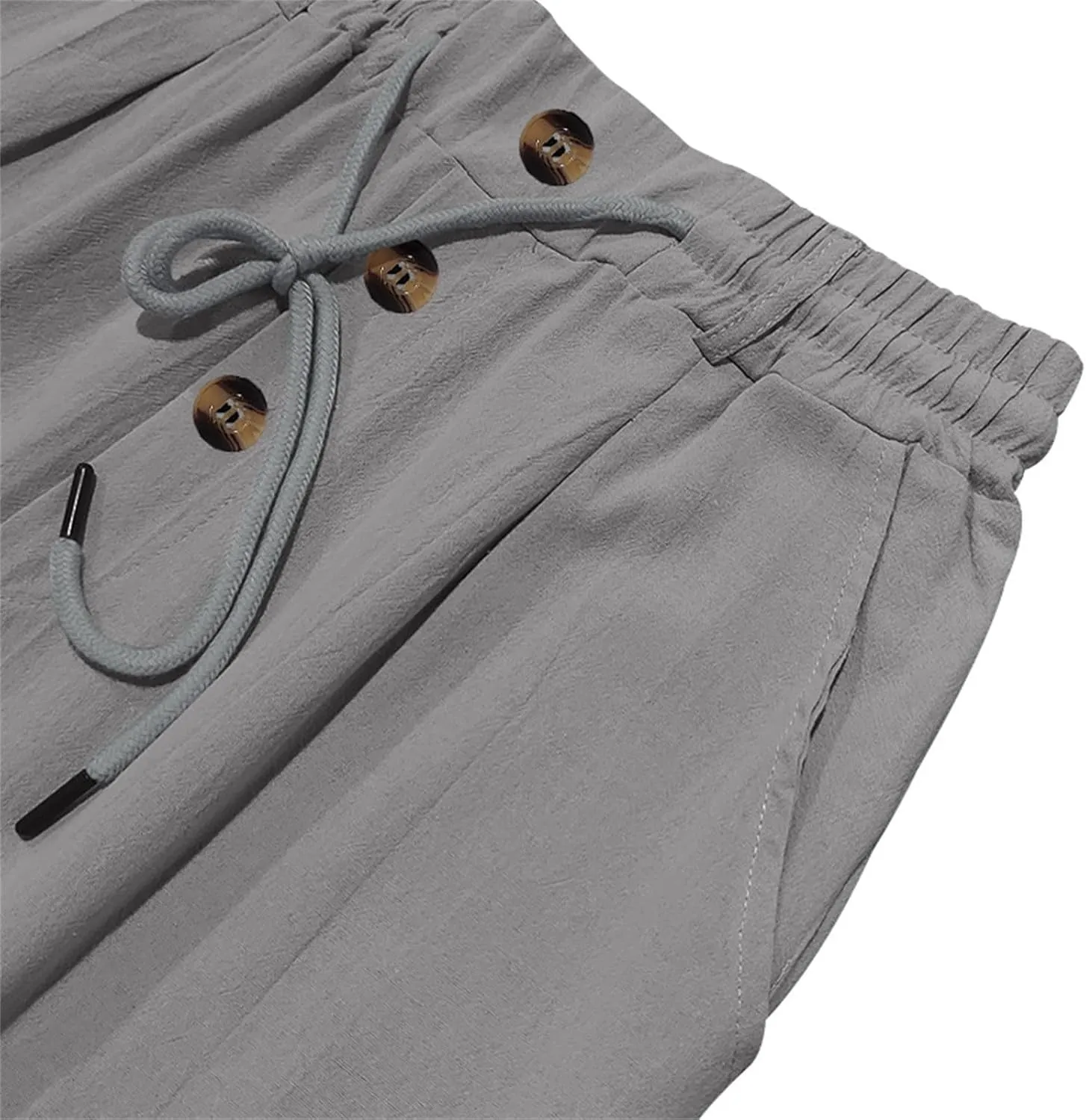 Linen Pants for Men Summer Lightweight Plain Casual Pants Beach Vacation Slacks Loose Fit Drawstring Waist Trousers