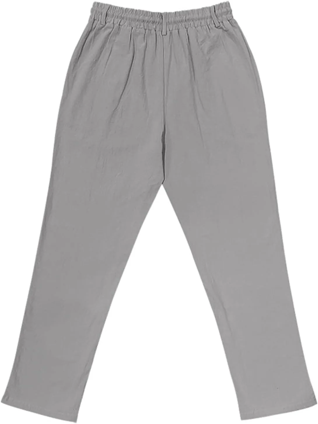 Linen Pants for Men Summer Lightweight Plain Casual Pants Beach Vacation Slacks Loose Fit Drawstring Waist Trousers