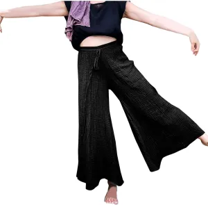 Linen Pants Women 2025 Boho Summer Wide Leg Cotton Linen Trousers Casual Flowy Elastic Waist Lightweight Palazzo