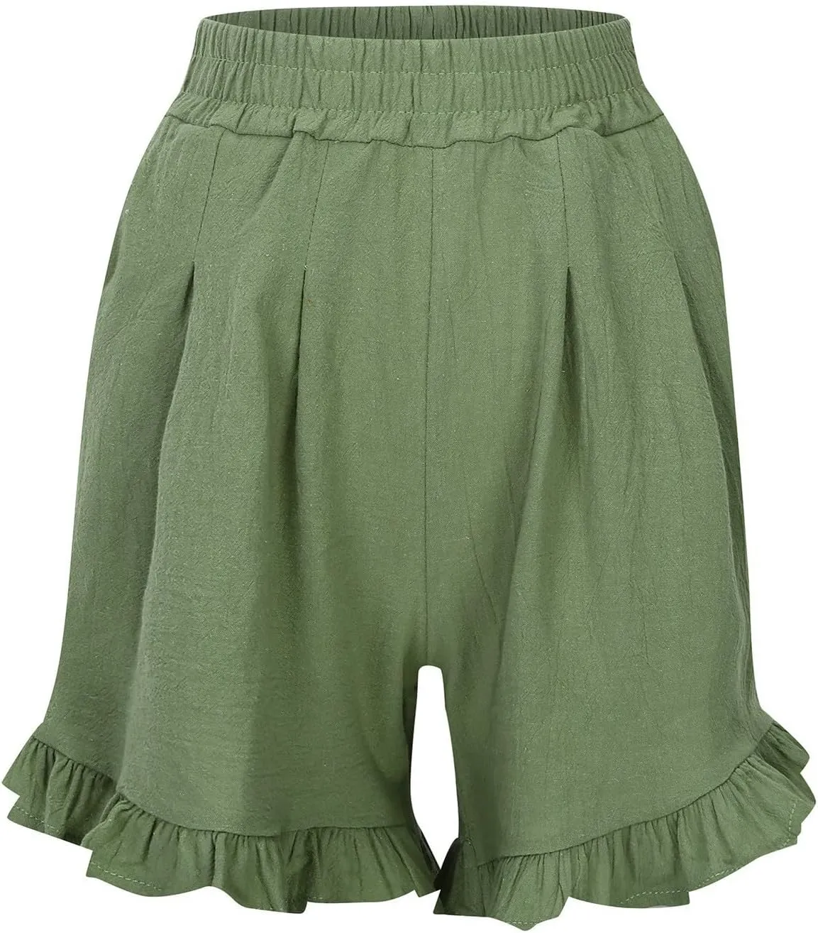 Linen Shorts for Women Elastic Waist Baggy Comfort Short Pants Beach Summer Wide Leg Drawstring Pockets Outfits