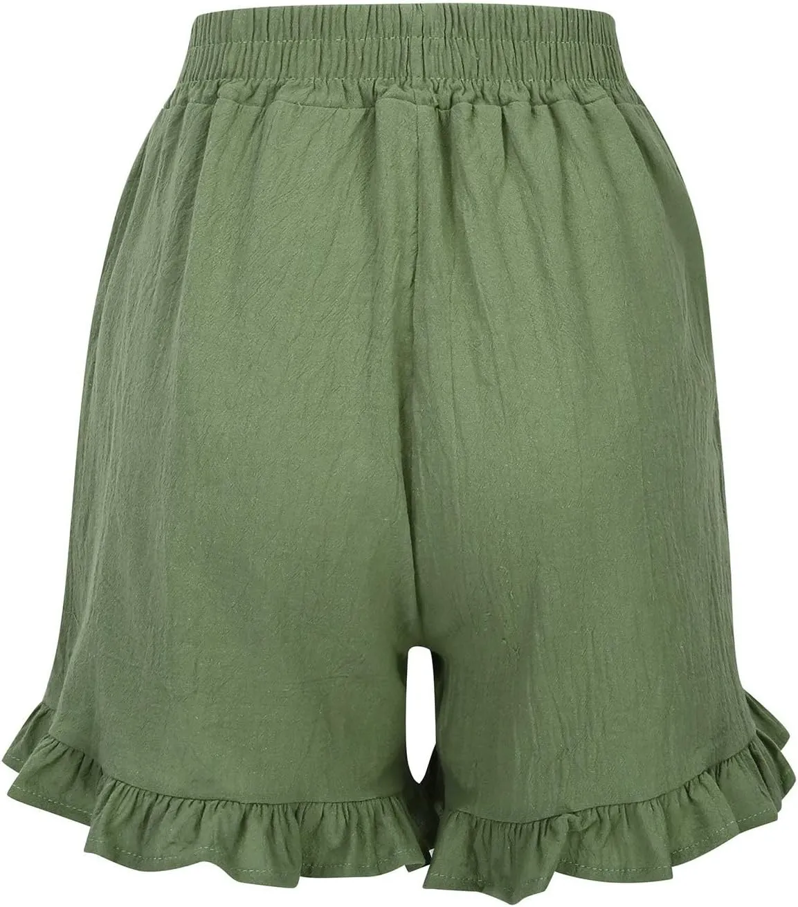 Linen Shorts for Women Elastic Waist Baggy Comfort Short Pants Beach Summer Wide Leg Drawstring Pockets Outfits