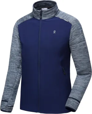 Little Donkey Andy Men's Quick Dry Warm Lightweight Running Jacket Full Zip Thermal Hybrid Thumbholes Golf Track Jacket