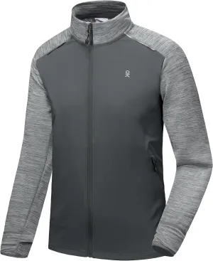 Little Donkey Andy Men's Quick Dry Warm Lightweight Running Jacket Full Zip Thermal Hybrid Thumbholes Golf Track Jacket