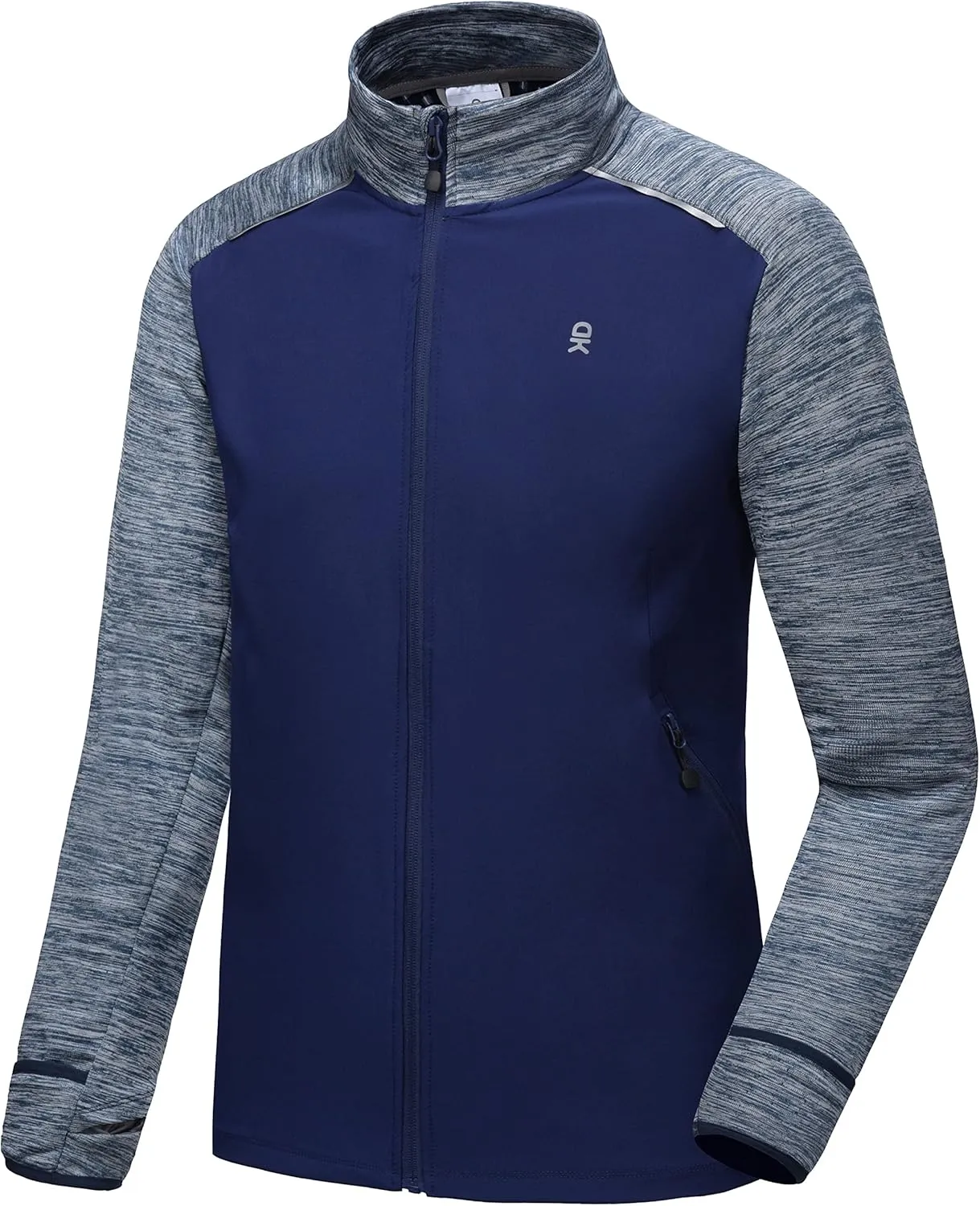 Little Donkey Andy Men's Quick Dry Warm Lightweight Running Jacket Full Zip Thermal Hybrid Thumbholes Golf Track Jacket