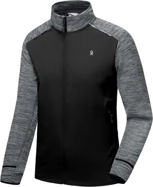 Little Donkey Andy Men's Quick Dry Warm Lightweight Running Jacket Full Zip Thermal Hybrid Thumbholes Golf Track Jacket