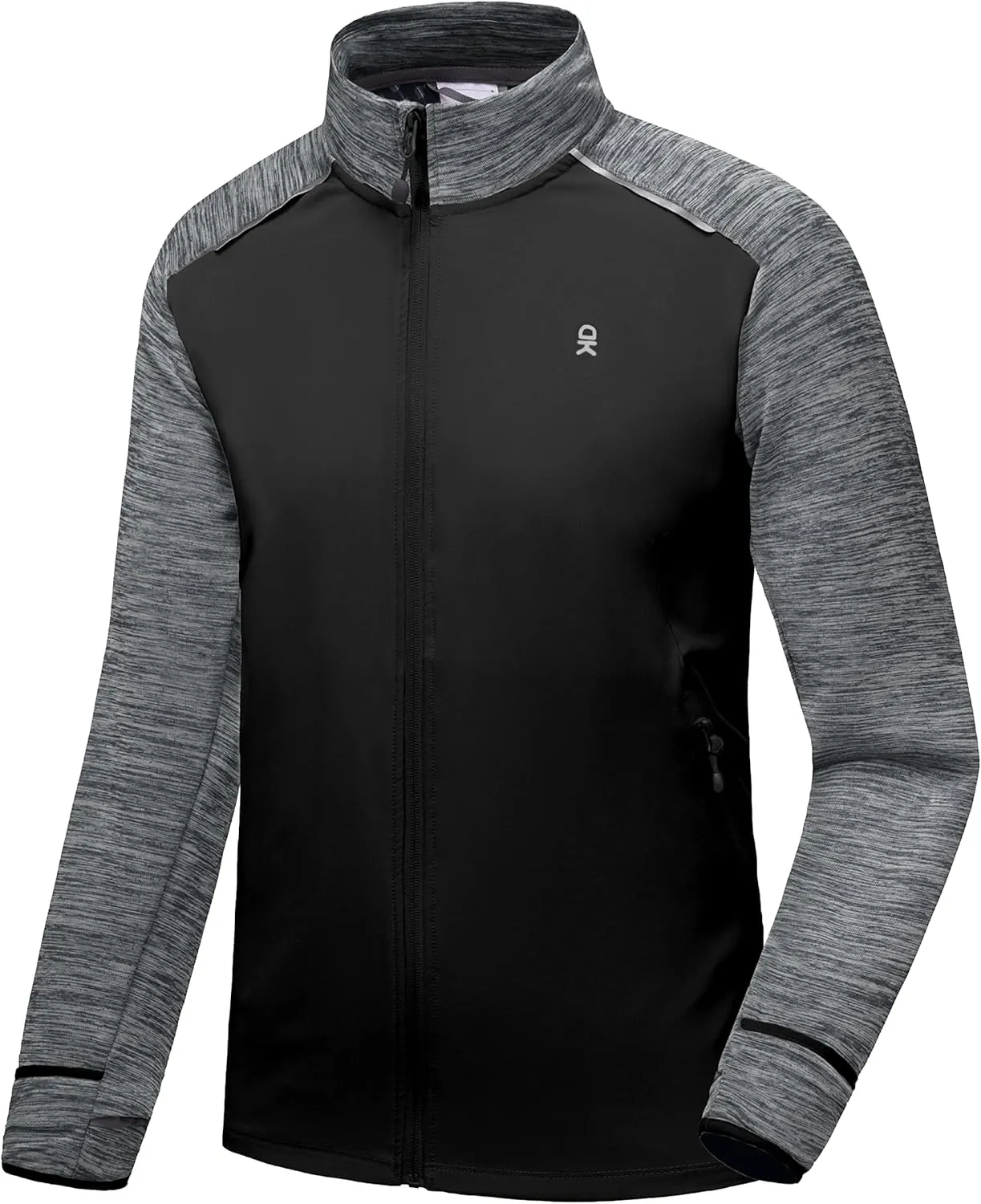 Little Donkey Andy Men's Quick Dry Warm Lightweight Running Jacket Full Zip Thermal Hybrid Thumbholes Golf Track Jacket