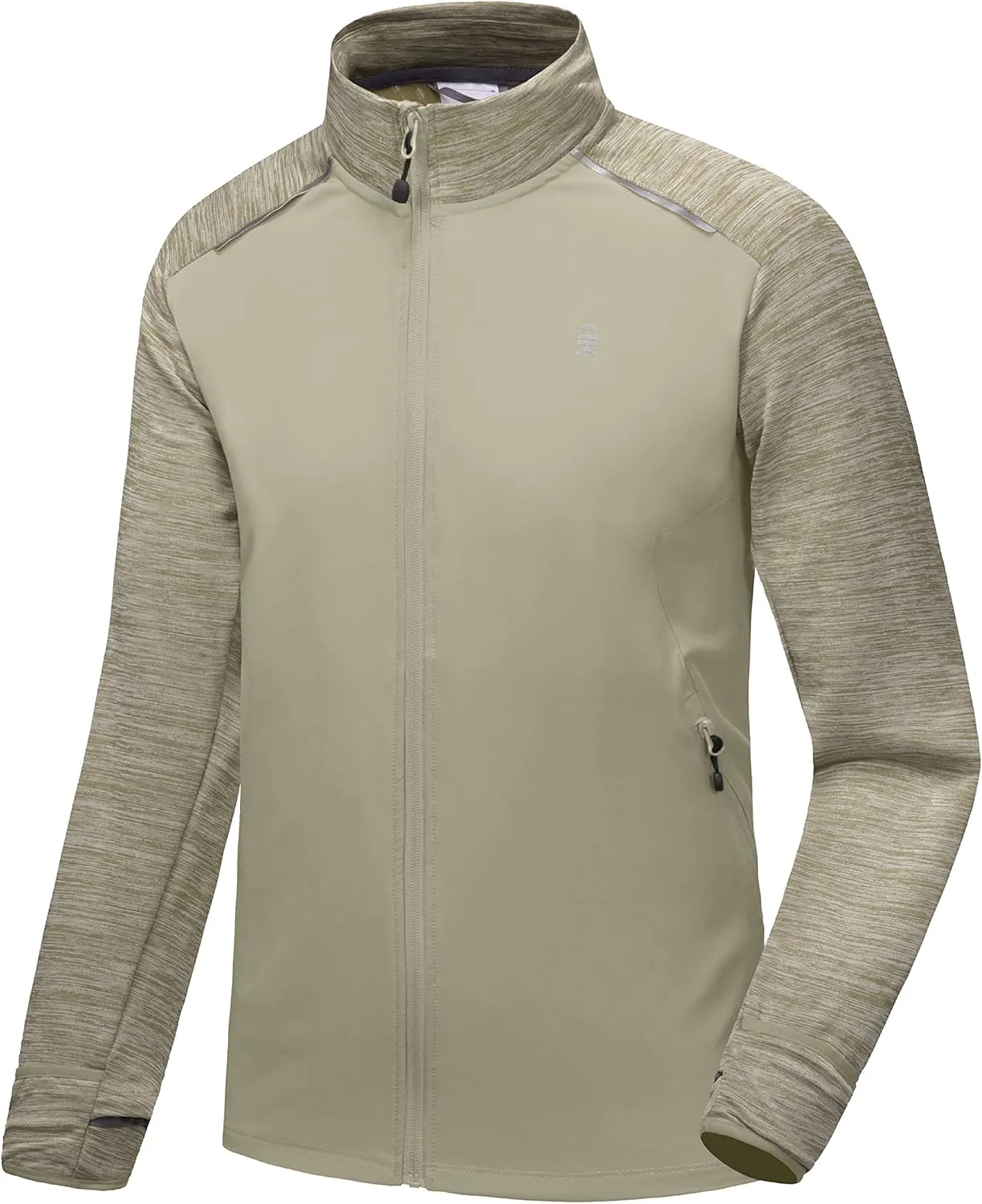 Little Donkey Andy Men's Quick Dry Warm Lightweight Running Jacket Full Zip Thermal Hybrid Thumbholes Golf Track Jacket