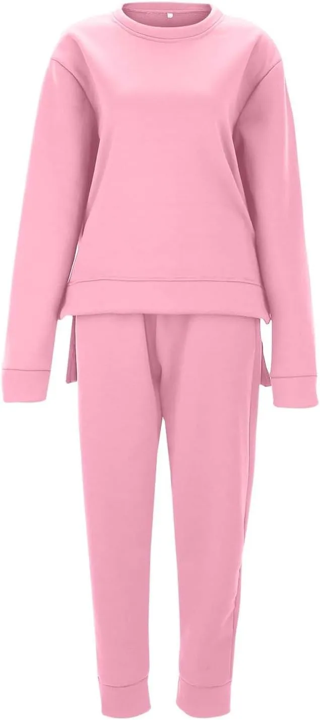 Lounge Sets for Women Two Piece Long Sleeve Crewneck Graphic Shorts Long Sleeve Tops Long Pants Tracksuits