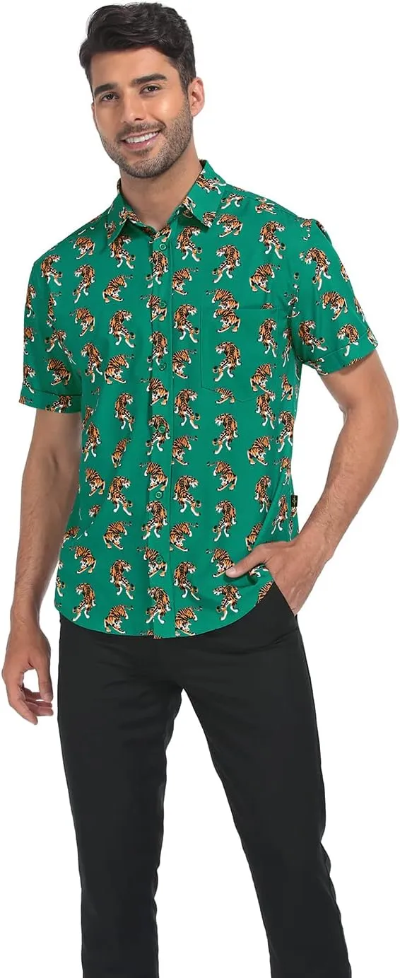 LRD Men's Novelty Casual Button Down Shirt Short Sleeve Hawaiian Dress Shirts