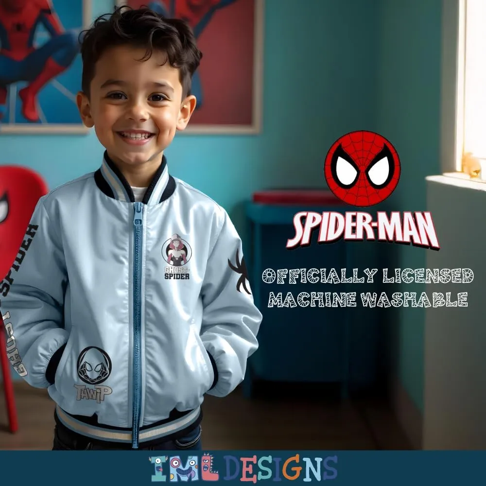 Marvel Superheroes Boy's Bomber Jacket - Spider-Man, Miles Morales, Black Panther, Ghost-Spider, Venom Bomber Jacket for Kids