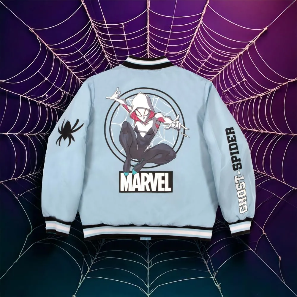 Marvel Superheroes Boy's Bomber Jacket - Spider-Man, Miles Morales, Black Panther, Ghost-Spider, Venom Bomber Jacket for Kids