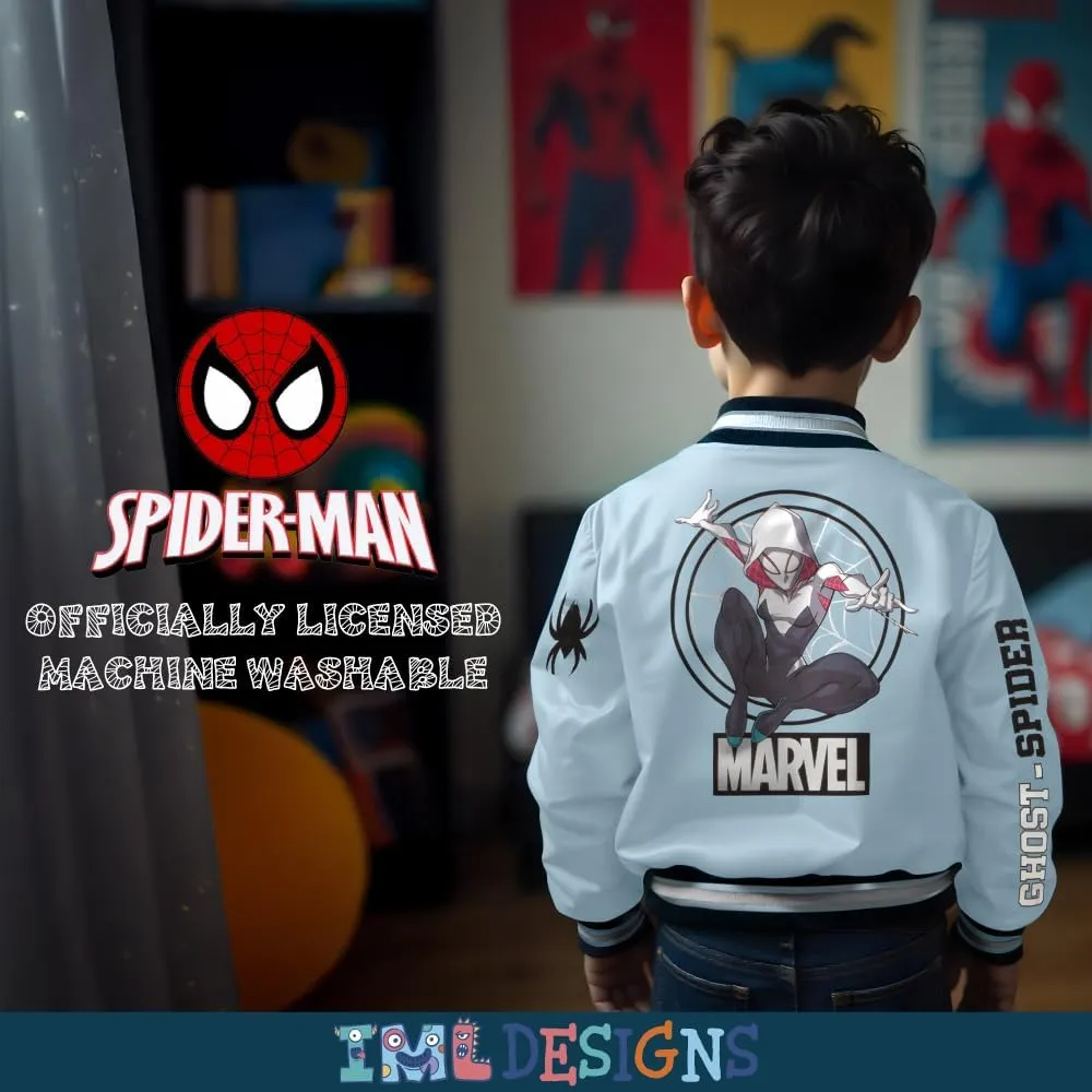 Marvel Superheroes Boy's Bomber Jacket - Spider-Man, Miles Morales, Black Panther, Ghost-Spider, Venom Bomber Jacket for Kids