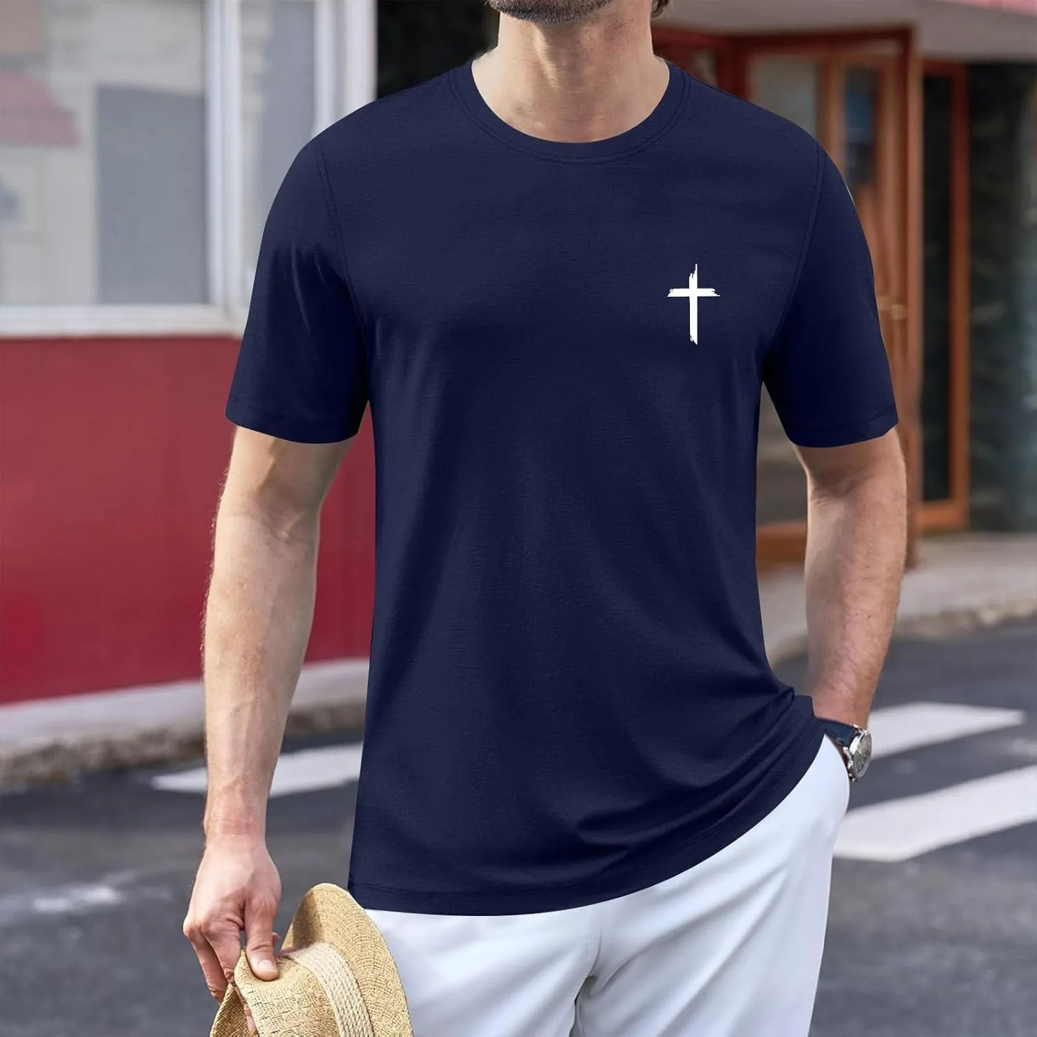 Men Basic Active T Shirt Quick Dry Outdoor Top Breathable Hiking Ready Graphic Comfort Fit Tunics