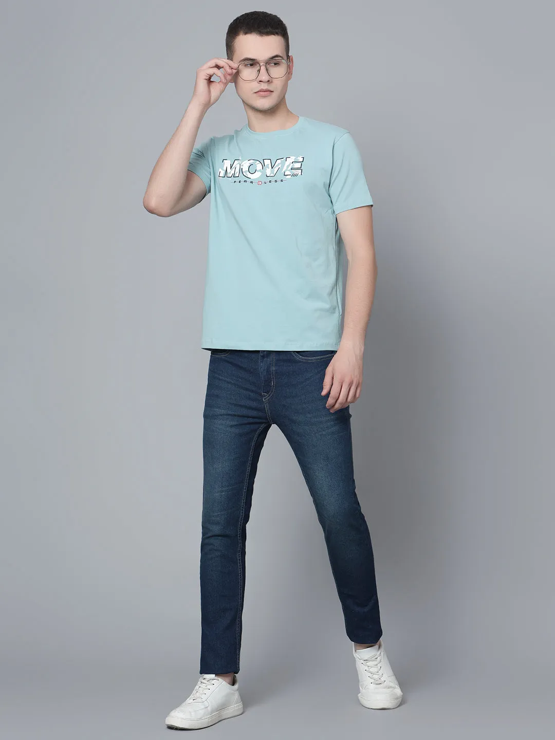 Men Light Teal T-Shirt
