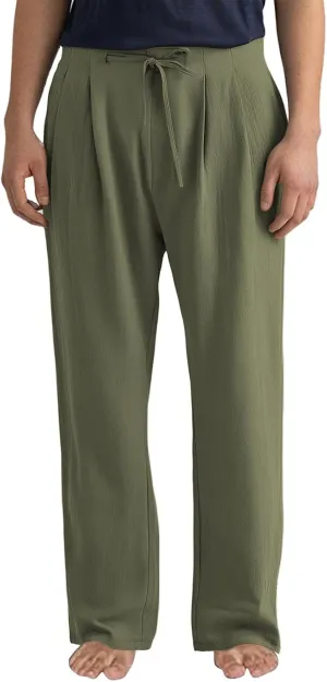 Men Linen Pants Plain Plus Size Flat Front Pants Lightweight Drawstring Waist Vacation Slacks Summer Casual Trousers
