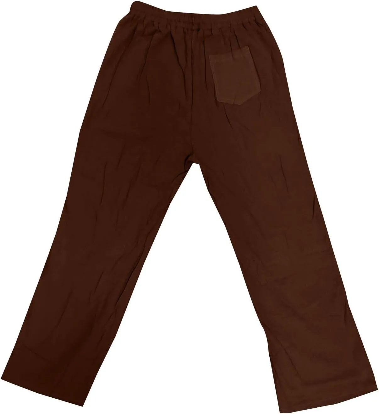 Men Linen Pants Plus Size Solid Beach Vacation Pants Drawstring Waist Lightweight Loose Slacks Summer Casual Trousers