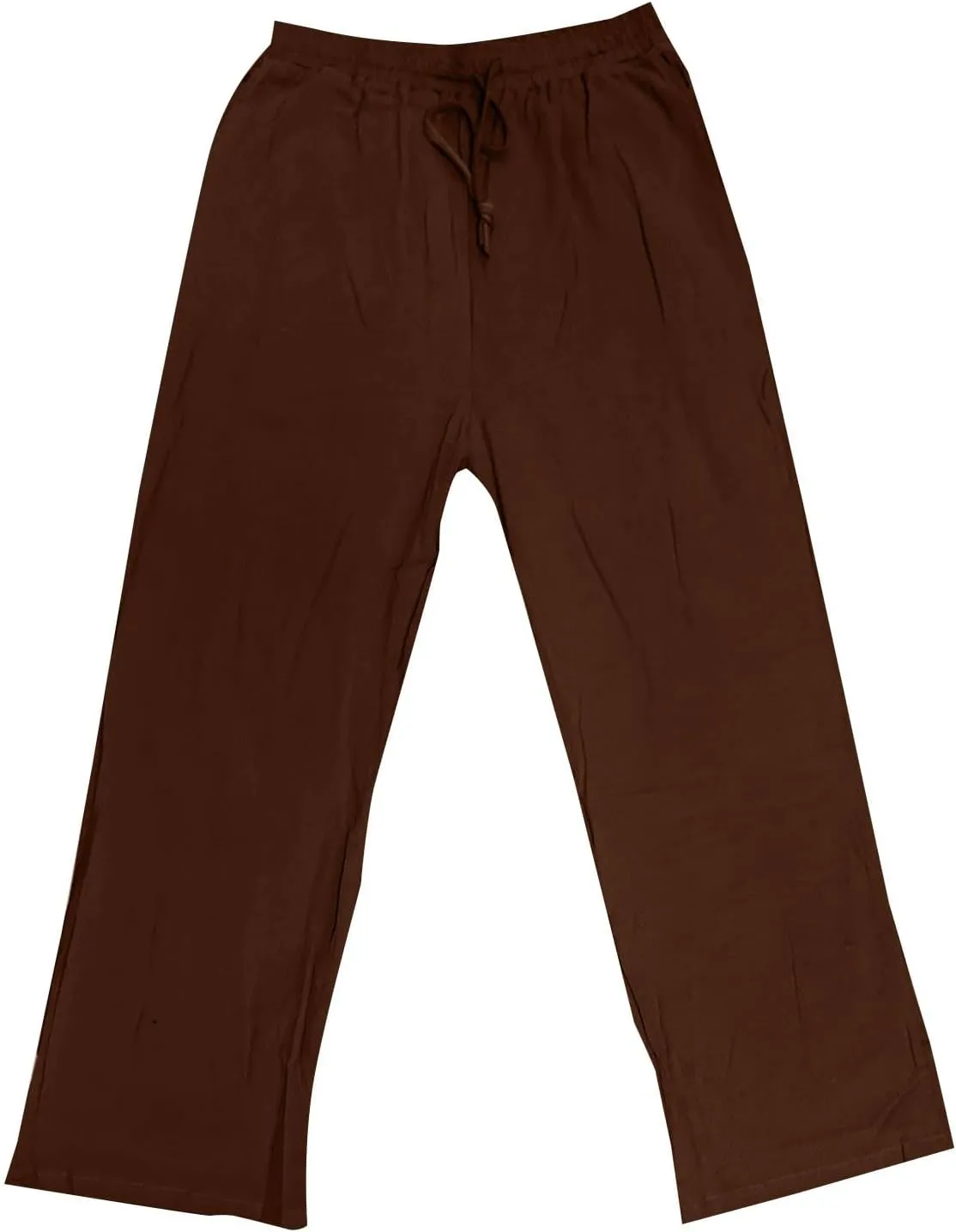 Men Linen Pants Plus Size Solid Beach Vacation Pants Drawstring Waist Lightweight Loose Slacks Summer Casual Trousers