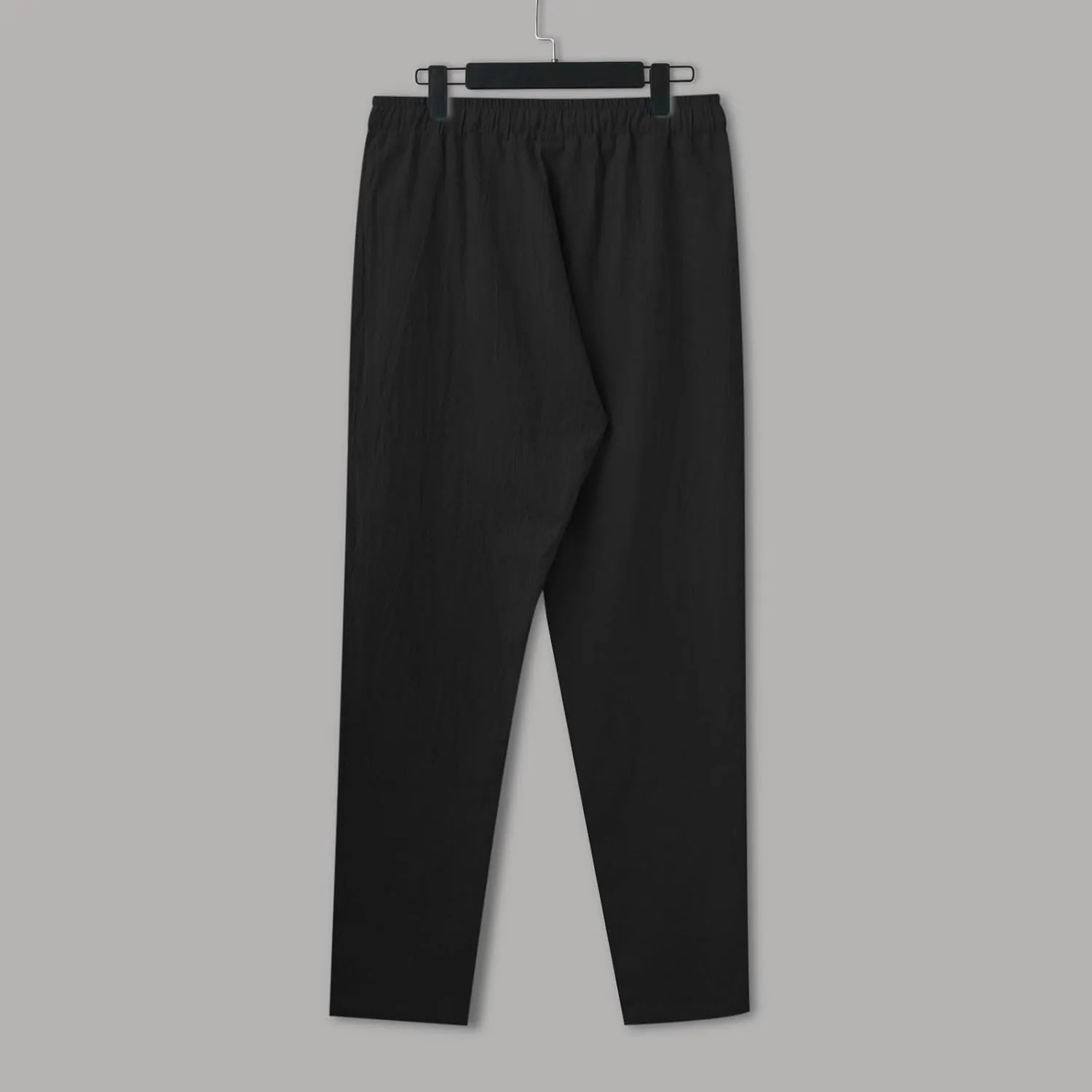 Men Linen Pants Solid Causal Pant Outdoor Vacation Beach Trousers Lightweight Open Bottom Waist Slacks for Summer