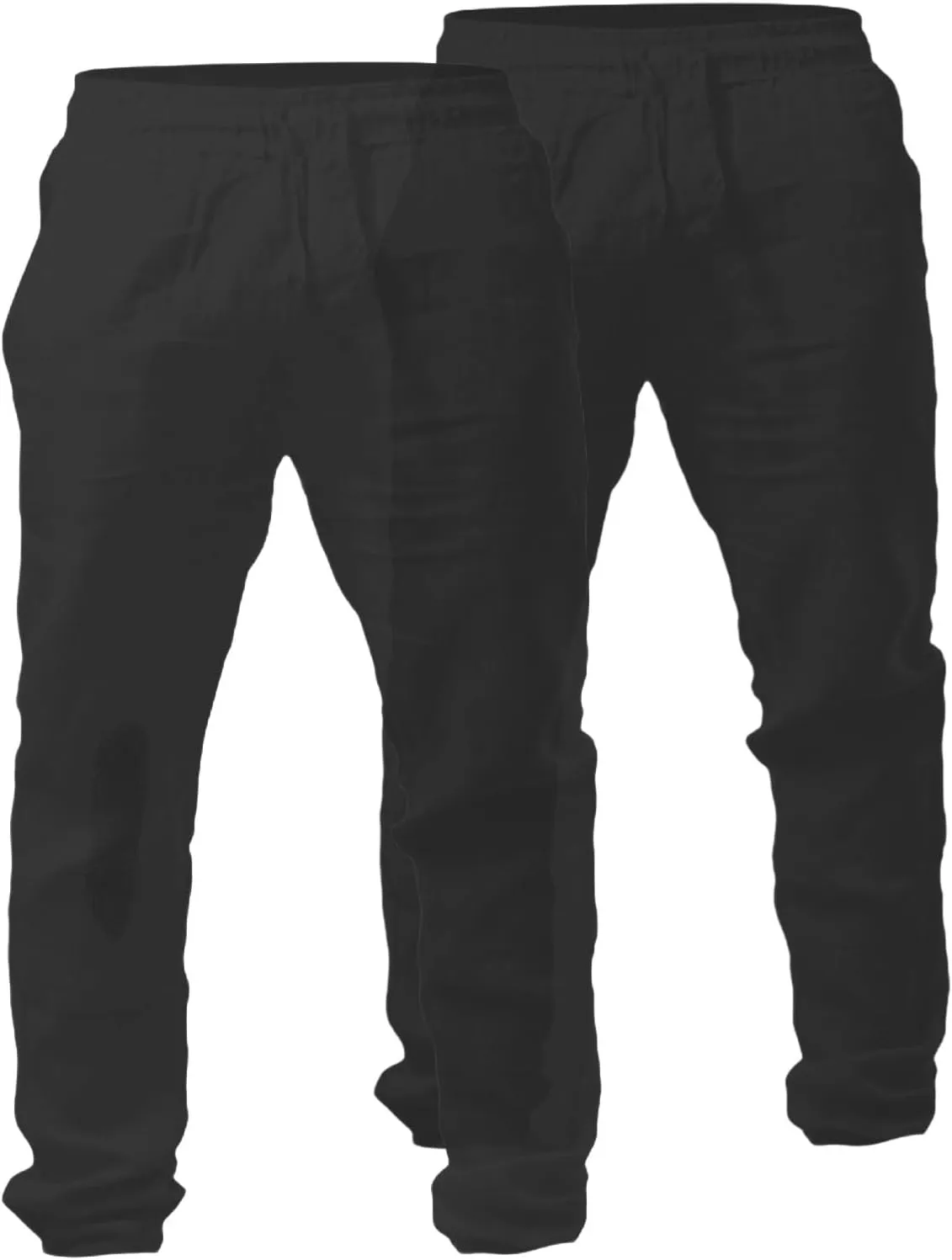Men's 2 Pack Linen Pants Summer Casual Beach Pants Lightweight Vacation Slacks Elastic Waist Yoga Lounge Trousers