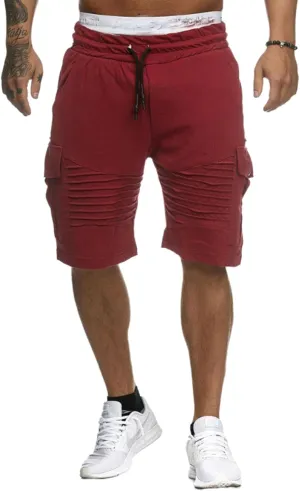 Mens Active Cargo Shorts Stripe Elastic Drawstring Solid Color Slim Fit Workout Gym SweatShorts Sports Training Pants