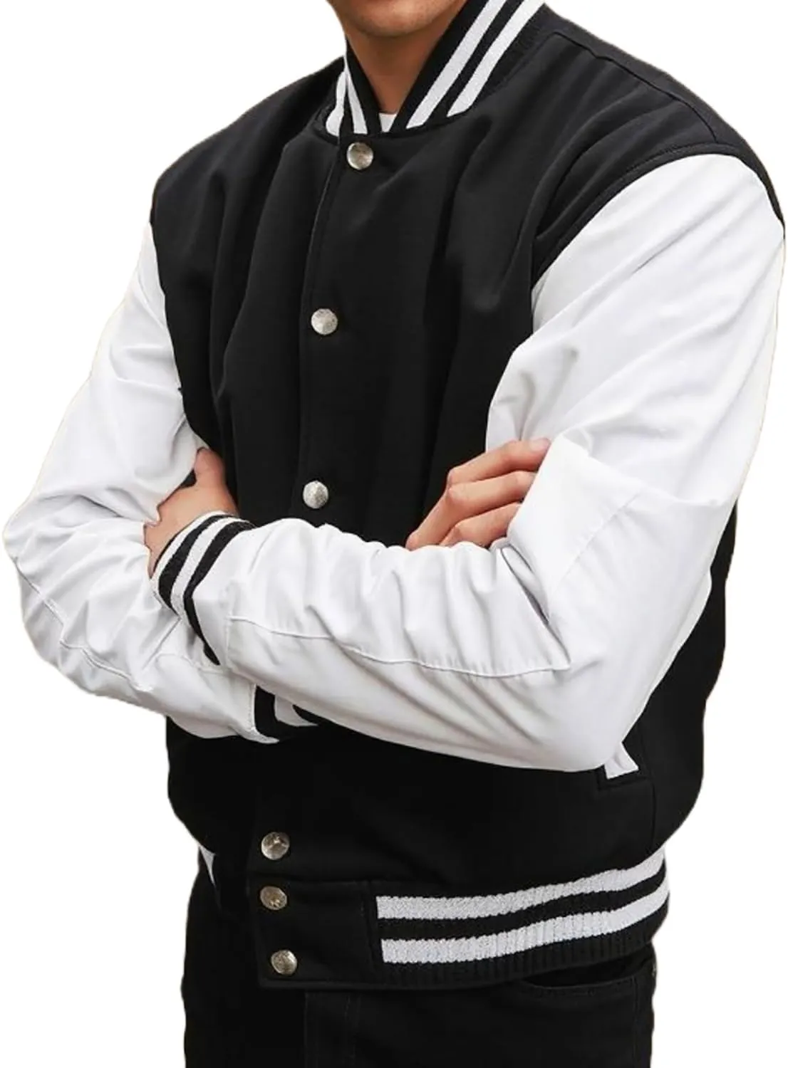 Mens Black Leather Letterman Varsity Collage Baseball Jacket - High School Jacket