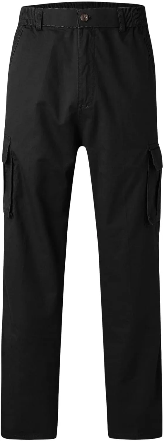 Mens Cargo Sweatpants Multi-Pockets Casual Plus Size Track Pants Zip Elastic Waist Loose Fit Durable Tactical Pants