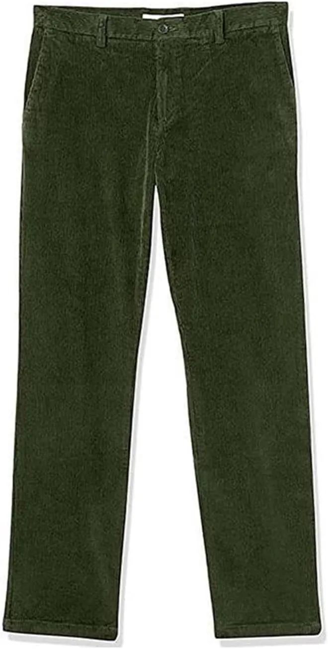 Mens Corduroy Pants Casual Flat Front Straight Leg Trousers Fall Winter Oversized Loose Fit Dress Pants with Pockets