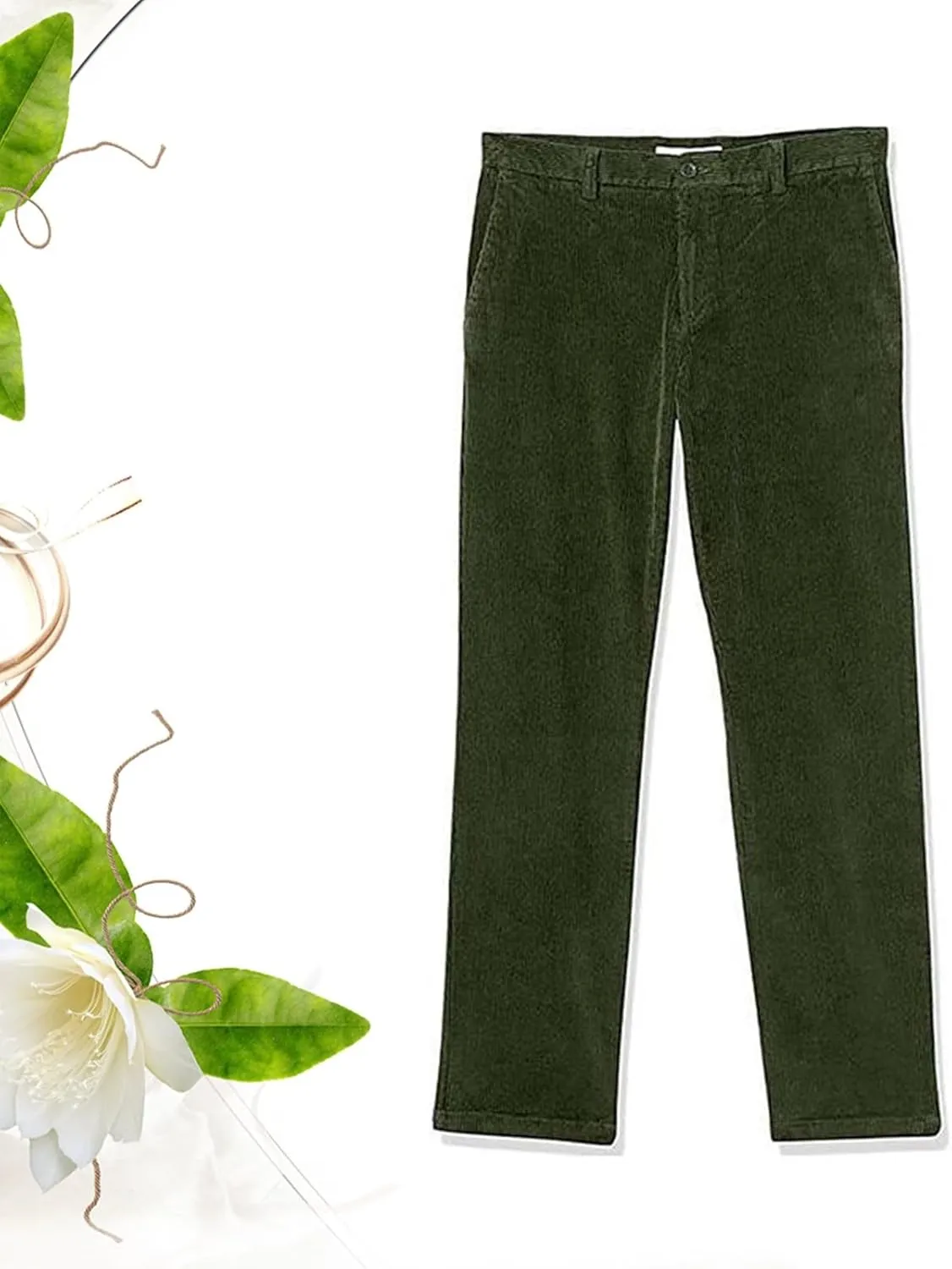 Mens Corduroy Pants Casual Flat Front Straight Leg Trousers Fall Winter Oversized Loose Fit Dress Pants with Pockets